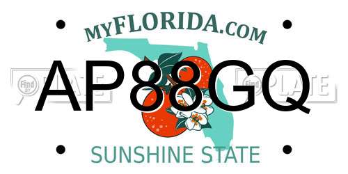 AP88GQ Florida License Plate