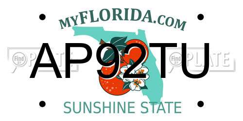 AP92TU Florida License Plate