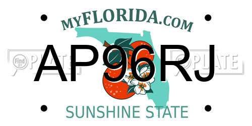 AP96RJ Florida License Plate