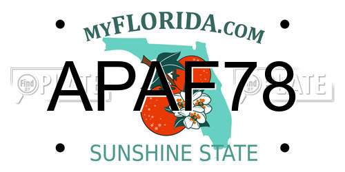 APAF78 Florida License Plate