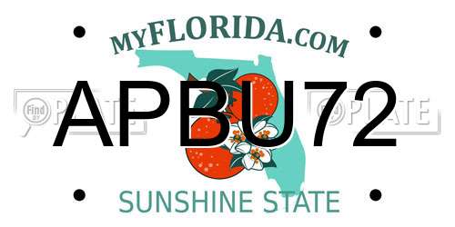 APBU72 Florida License Plate