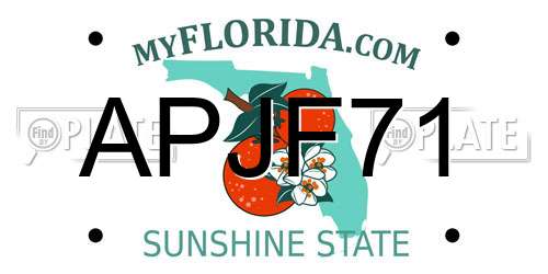 APJF71 Florida License Plate