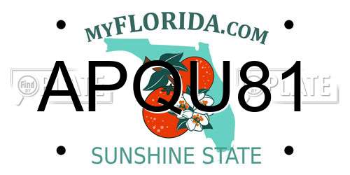 APQU81 Florida License Plate