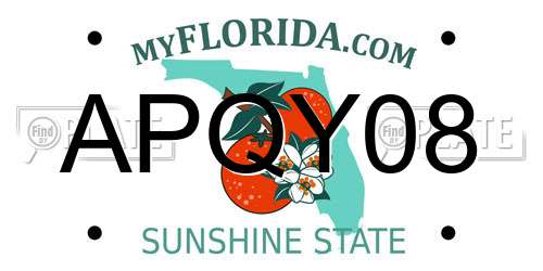 APQY08 Florida License Plate