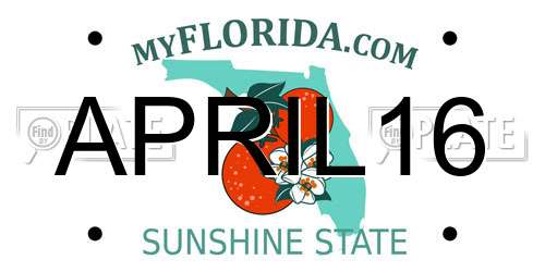 APRIL16 Florida License Plate