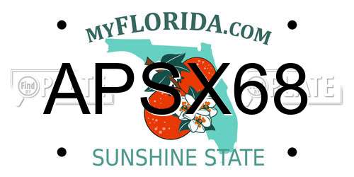 APSX68 Florida License Plate