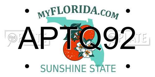 APTQ92 Florida License Plate