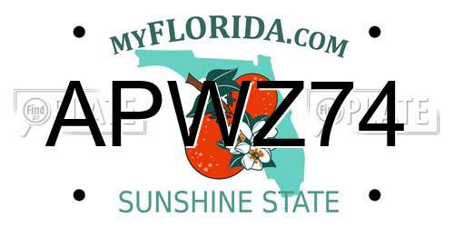 APWZ74 Florida License Plate