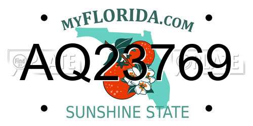 AQ23769 Florida License Plate