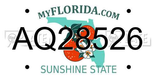 AQ28526 Florida License Plate
