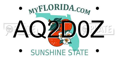AQ2D0Z Florida License Plate