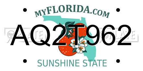 AQ2T962 Florida License Plate