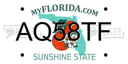 AQ58TF Florida License Plate