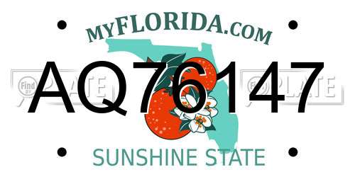 AQ76147 Florida License Plate
