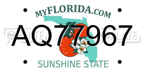 AQ77967 Florida License Plate