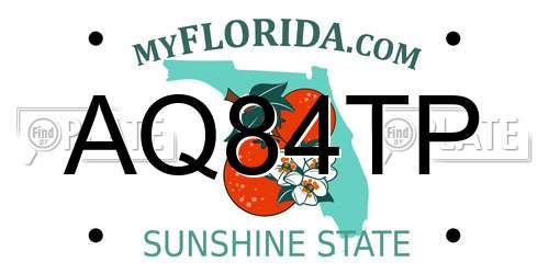 AQ84TP Florida License Plate