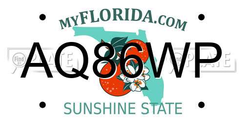 AQ86WP Florida License Plate