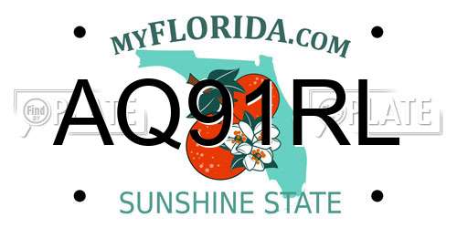 AQ91RL Florida License Plate