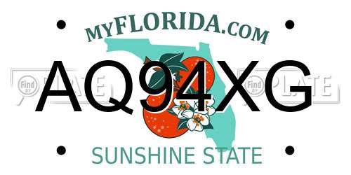 AQ94XG Florida License Plate