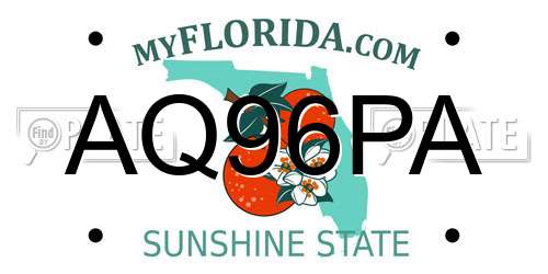 AQ96PA Florida License Plate