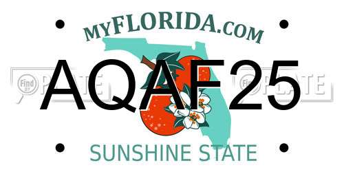 AQAF25 Florida License Plate