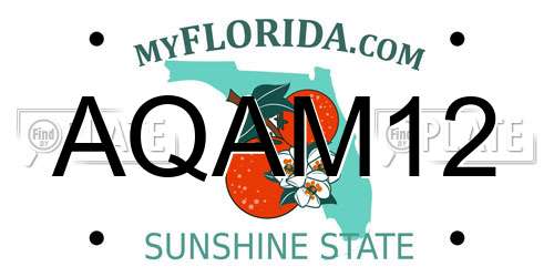 AQAM12 Florida License Plate