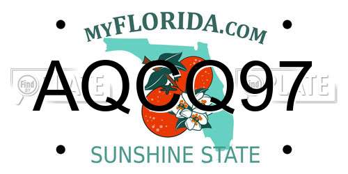 AQCQ97 Florida License Plate