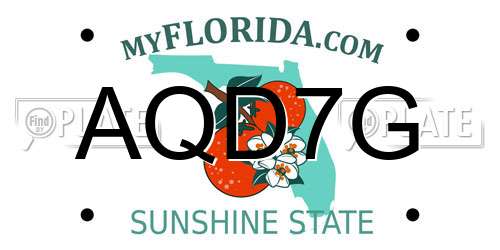 AQD7G Florida License Plate