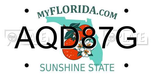AQD87G Florida License Plate