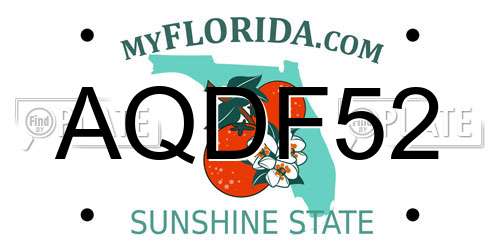 AQDF52 Florida License Plate