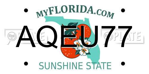 AQEU77 Florida License Plate