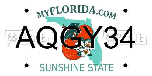 AQGY34 Florida License Plate