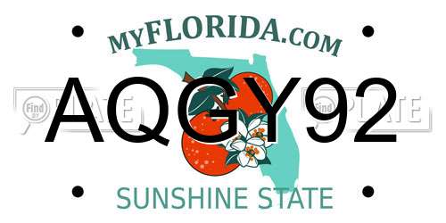 AQGY92 Florida License Plate