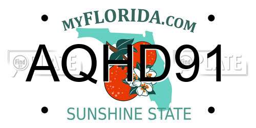 AQHD91 Florida License Plate