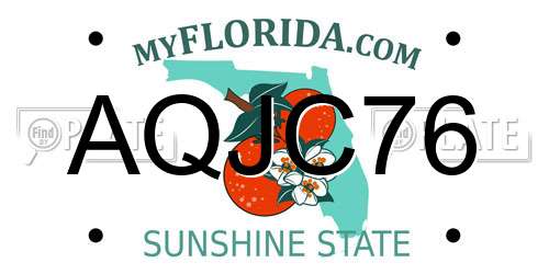 AQJC76 Florida License Plate