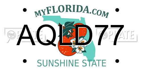 AQLD77 Florida License Plate