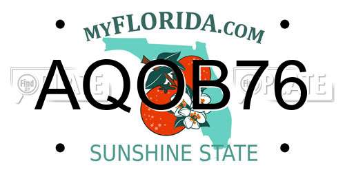 AQOB76 Florida License Plate