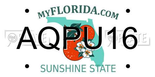 AQPU16 Florida License Plate