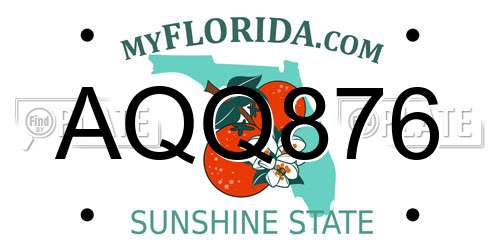AQQ876 Florida License Plate