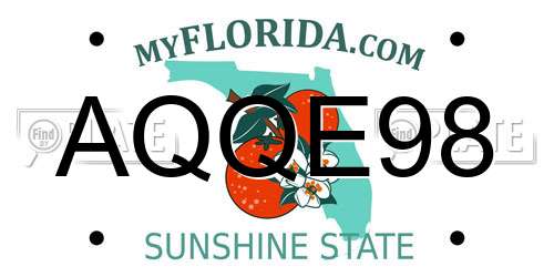 AQQE98 Florida License Plate