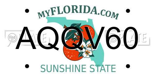 AQQV60 Florida License Plate