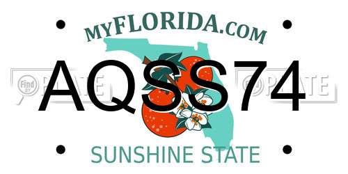 AQSS74 Florida License Plate