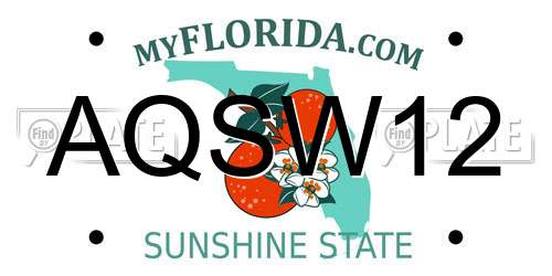 AQSW12 Florida License Plate