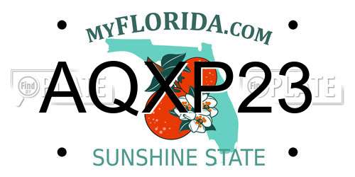 AQXP23 Florida License Plate
