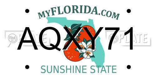 AQXY71 Florida License Plate