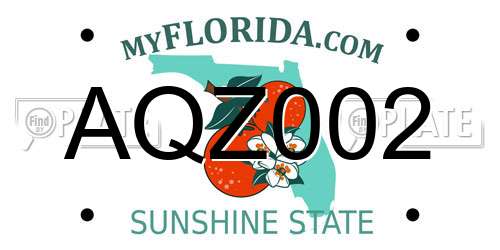 AQZ002 Florida License Plate