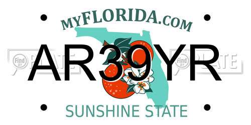 AR39YR Florida License Plate