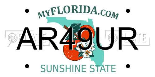 AR49UR Florida License Plate