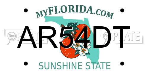 AR54DT Florida License Plate