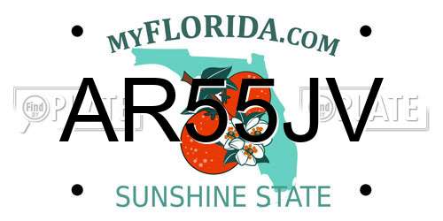 AR55JV Florida License Plate